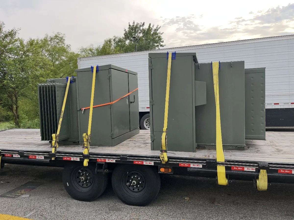 Used padmount transformers ready for sale and freight transport